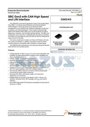 MCZ33903BD5EK datasheet - SBC Gen2 with CAN High Speed and LIN Interface