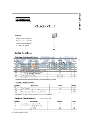 KBL01 datasheet - Bridge Rectifiers
