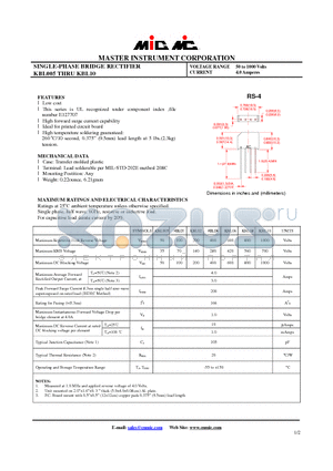 KBL04 datasheet - SINGLE-PHASE BRIDGE RECTIFIER