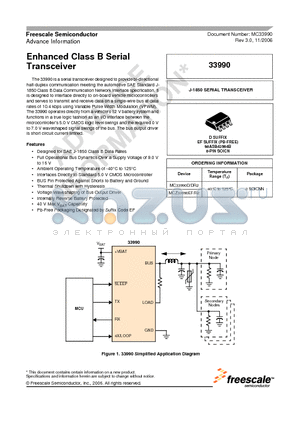 MCZ33990EFR2 datasheet - Enhanced Class B Serial Transceiver