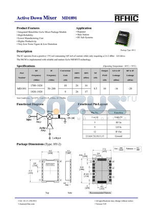 MD1891 datasheet - Active Down Mixer