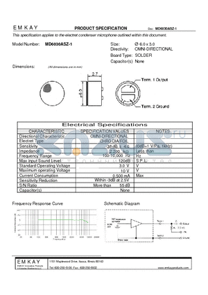 MD6030ASZ-1 datasheet - electret condenser microphone outlined