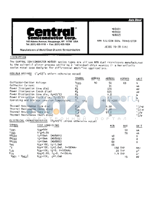 MD8001 datasheet - NPN SILICON EUAL TRANSISTOR