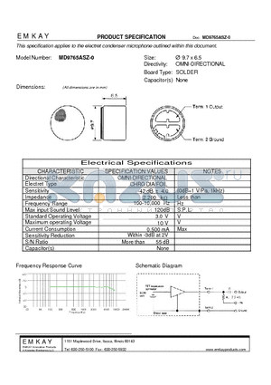 MD9765ASZ-0 datasheet - electret condenser microphone outlined
