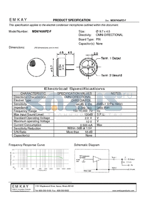 MD9745APZ-F datasheet - electret condenser microphone outlined