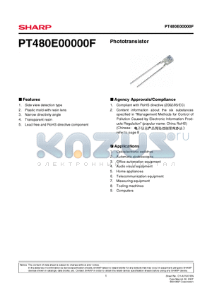 PT480E00000F datasheet - Phototransistor