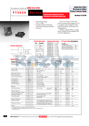 PT5027 datasheet - POSITIVE INPUT/NEGATIVE OUTPUT INTEGRATED SWITCHING REGULATOR