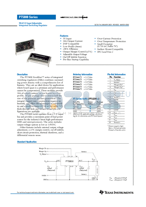 PT5801 datasheet - 18-A 5-V Input Adjustable Integrated Switching Regulator