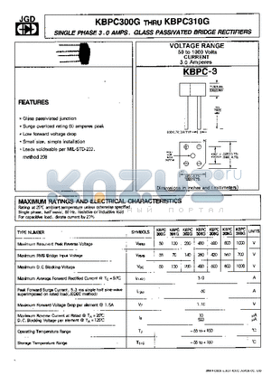 KBPC301G datasheet - SINGLE PHASE 3.0 AMPS. GLASS PASSIVATED BRIDGE RECTIFIERS