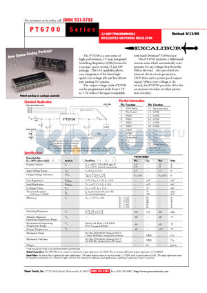 PT6700 datasheet - 13 AMP PROGRAMMABLE INTEGRATED SWITCHING REGULATOR
