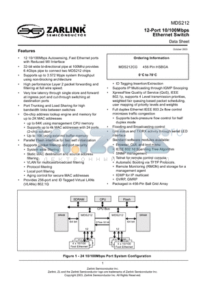 MDS212 datasheet - 12-Port 10/100Mbps Ethernet Switch