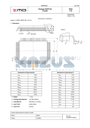 MDS718 datasheet - Package PQFP100