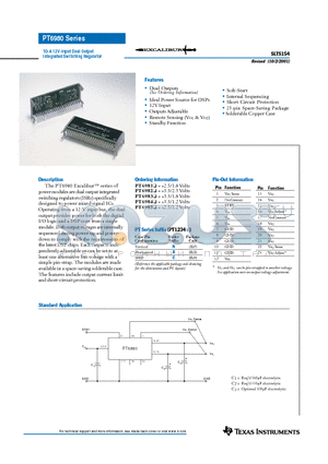 PT6985A datasheet - 10-A 12V-Input Dual Output Integrated Switching Regulator