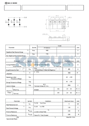 PT75KN16 datasheet - 75 Avg 1600 olts