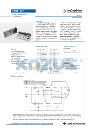 PT7740 datasheet - 32 Amp Current Booster for PT7778 Regulator