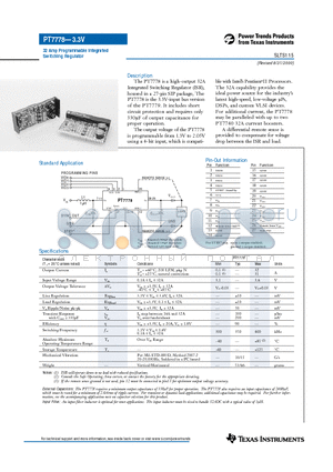 PT7778 datasheet - 32 Amp Programmable Integrated Switching Regulator