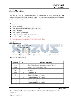 MDT75C277 datasheet - OTP Encoder