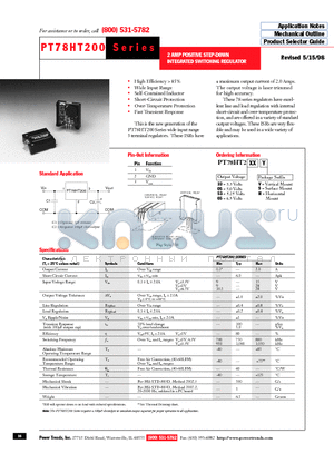 PT78HT253V datasheet - 2 AMP POSITIVE STEP-DOWN INTEGRATED SWITCHING REGULATOR