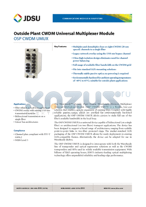 MDX-08UXC001A datasheet - Outside Plant CWDM Universal Multiplexer Module