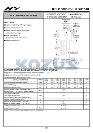 KBU15005 datasheet - SILICON BRIDGE RECTIFIERS