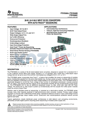 PTB78560AAS datasheet - 30-W, 24-V/48-V INPUT DC/DC CONVERTERS WITH AUTO-TRACK SEQUENCING