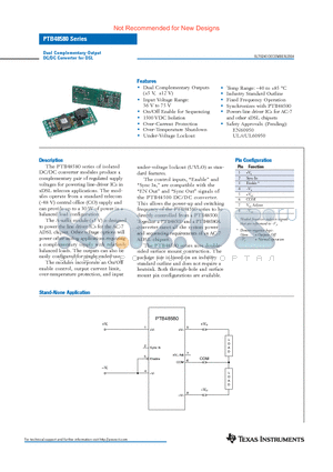 PTB48580AAS datasheet - Dual Complementary-Output DC/DC Converter for DSL