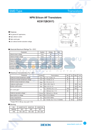 KC817 datasheet - NPN Silicon AF Transistors