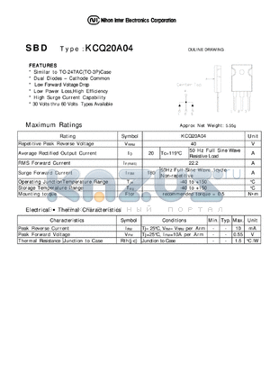 KCQ20A04 datasheet - Similar to TO-247C(TO-3P)Case, Low Forward Voltage Drop, High Surge Current Capability