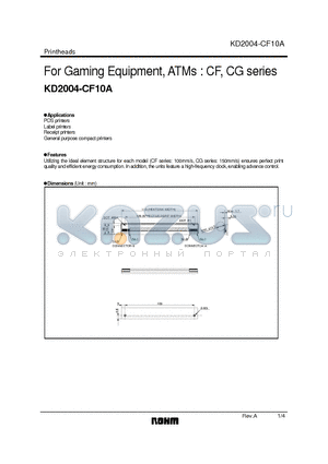 KD2004-CF10A datasheet - For Gaming Equipment, ATMs : CF, CG series