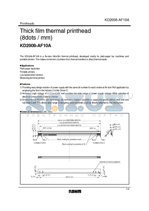 KD2008-AF10A datasheet - Thick film thermal printhead (8dots / mm)