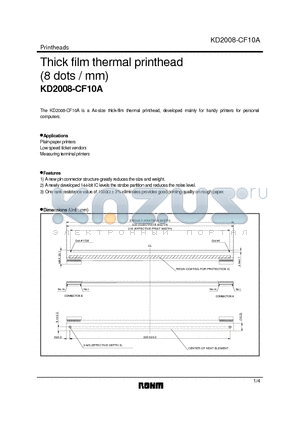 KD2008-CF10A datasheet - Thick film thermal printhead (8 dots / mm)