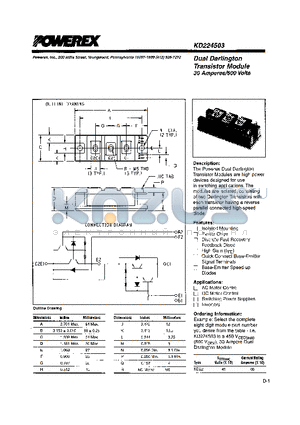 KD224503 datasheet - Dual Darlington Transistor Module (30 Amperes/600 Volts)