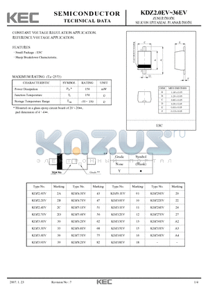 KDZ3.6EV datasheet - SILICON EPITAXIAL PLANAR DIODE