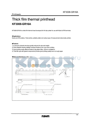 KF3008-GR16A datasheet - Thick film thermal printhead
