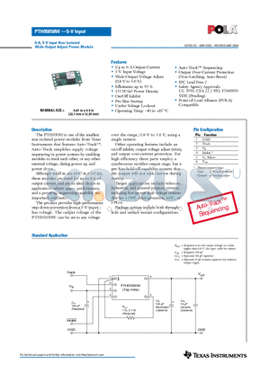 PTH05050W datasheet - 6-A, 5-V Input Non-Isolated Wide-Output Adjust Power Module