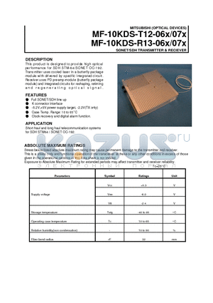 MF-10KDS-T12-061 datasheet - SONET/SDH TRANSMITTER & RECIEVER