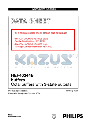 HEF40244BT datasheet - Octal buffers with 3-state outputs