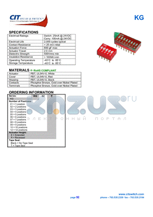 KG10E datasheet - CIT SWITCH