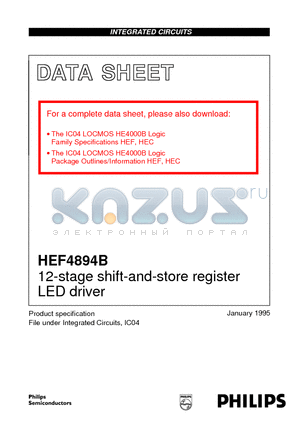 HEF4894BP datasheet - 12-stage shift-and-store register LED driver