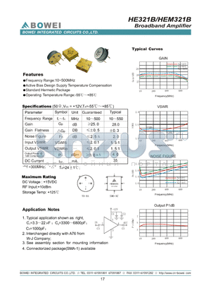 HEM321B datasheet - Broadband Amplifier