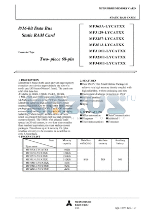 MF34M1-LYCATXX datasheet - 8/16-bit Data Bus Static RAM Card