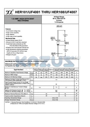 HER103-UF4003 datasheet - 1.0 AMP. HIGH EFFICIENT RECTIFIERS