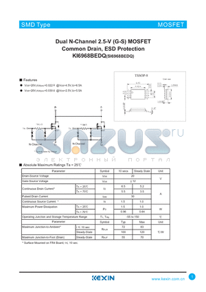 KI6968BEDQ datasheet - Dual N-Channel 2.5-V (G-S) MOSFET Common Drain, ESD Protection