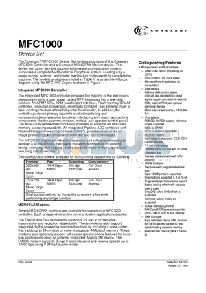 MFE1209-V datasheet - MFC1000 Controller and a Conexant MONOFAX Modem Device.