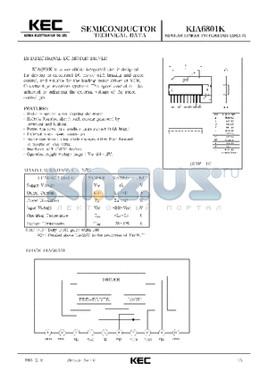 KIA6801 datasheet - BIPOLAR LINEAR INTEGRATED CIRCUIT (BI-DIRECTIONAL DC MOTOR DRIVER)