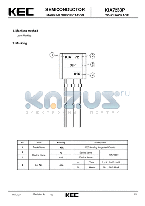 KIA7233P datasheet - TO-92 PACKAGE