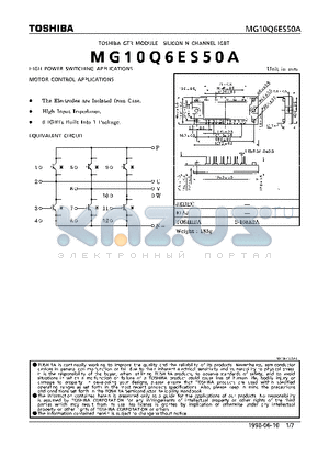 MG10Q6ES50A datasheet - N CHANNEL IGBT (HIGH PWER SWITCHING, MOTOR CONTROL APPLICATIONS)