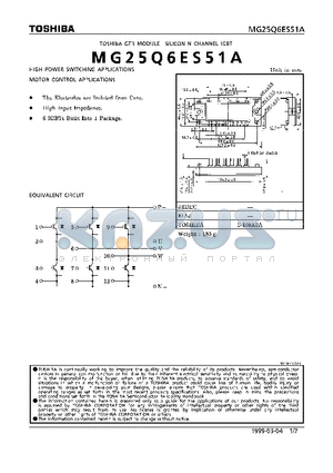 MG25Q6ES51A datasheet - N CHANNEL IGBT (HIGH POWER SWITCHING, MOTOR CONTROL APPLICATIONS)