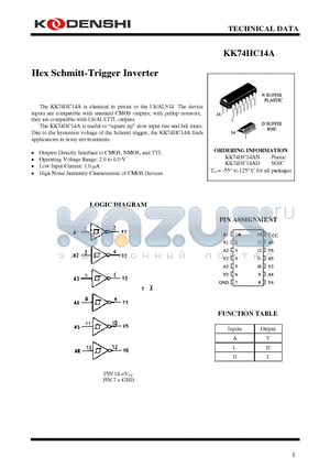 KK74HC14A datasheet - Hex Schmitt-Trigger Inverter