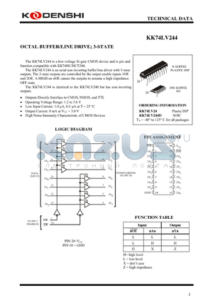 KK74LV244 datasheet - OCTAL BUFFER/LINE DRIVE; 3-STATE